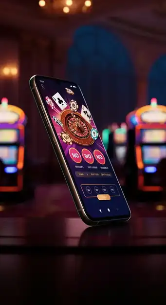 Interface mobile Play Regal Casino affichant une machine à sous colorée et les menus de navigation sur un smartphone moderne